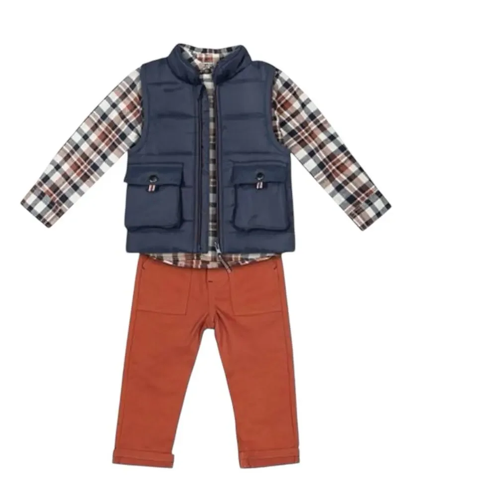 Baby Boy Little Lad 3-pc. Red Bomber Vest, Shirt & Pants Set SZ/24 M